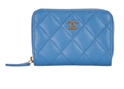Chanel Zipped Coin Purse, Caviar, Blue, 31006195 (2021), DB/B, 3*